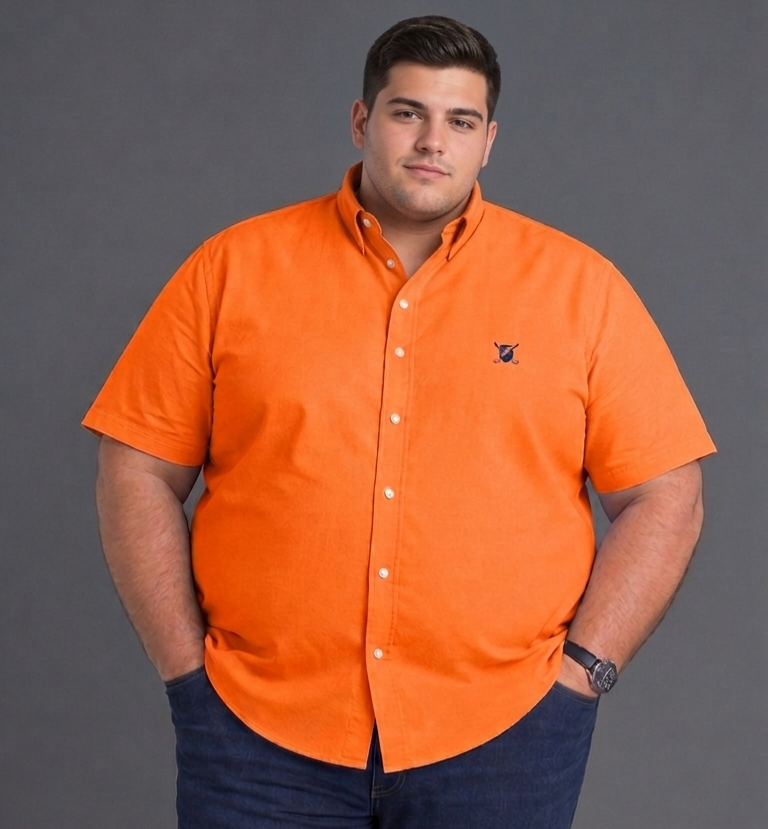 Camisa Tallas Especiales manga corta naranja