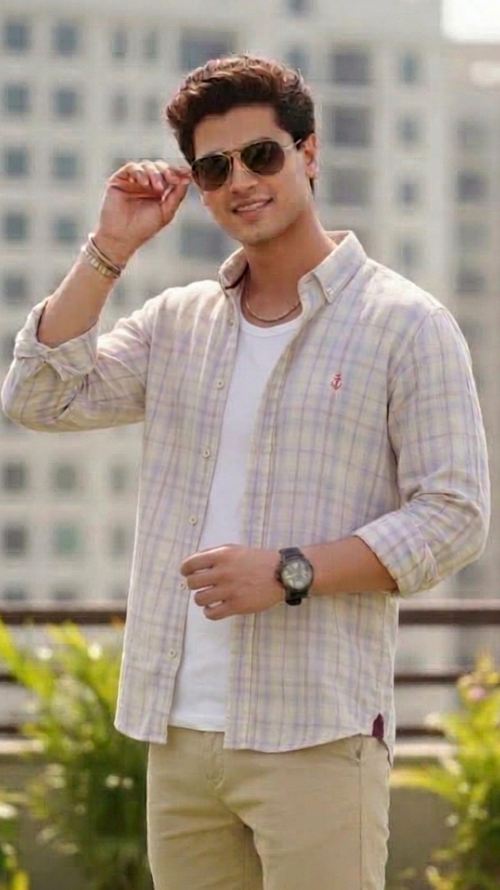 Camisa franela beige
